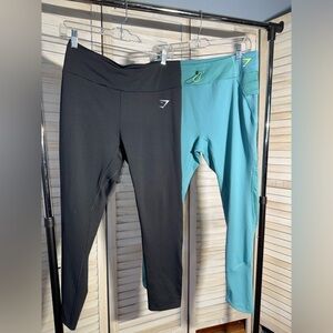 Like New Gymshark Black and Aqua Leggings Duo